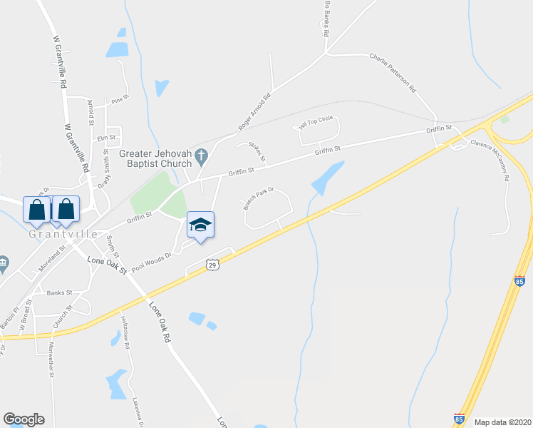 map of restaurants, bars, coffee shops, grocery stores, and more near 202 Brasch Park Drive in Grantville