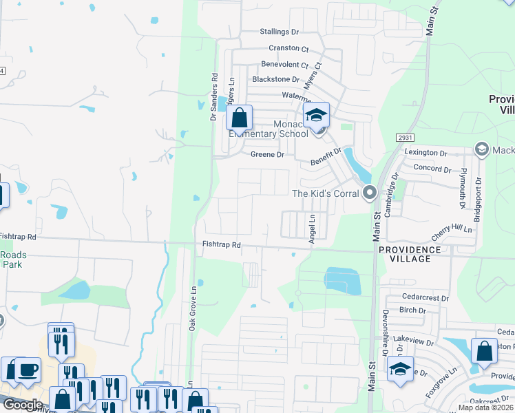 map of restaurants, bars, coffee shops, grocery stores, and more near 1628 Hinckley Avenue in Denton County