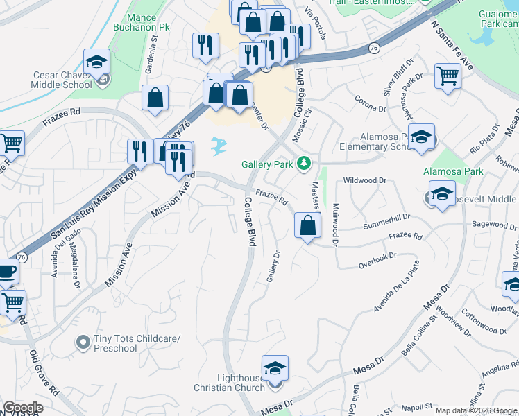 map of restaurants, bars, coffee shops, grocery stores, and more near 913 Tempera Court in Oceanside