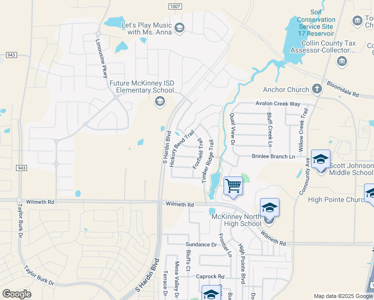 map of restaurants, bars, coffee shops, grocery stores, and more near 2825 Ashton Way in McKinney