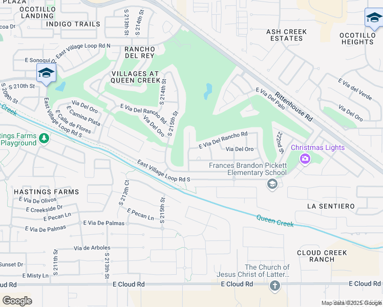 map of restaurants, bars, coffee shops, grocery stores, and more near 23375 South 216th Street in Queen Creek