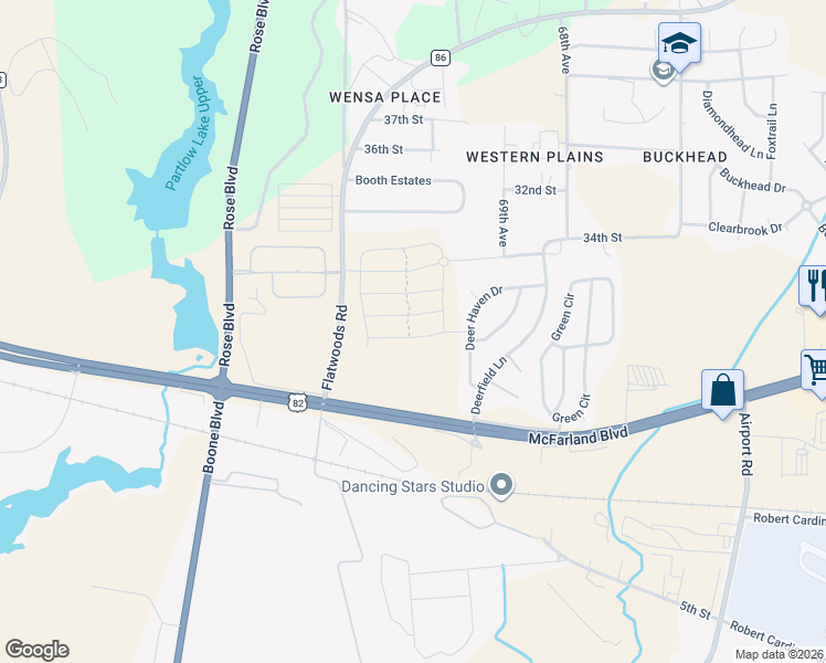 map of restaurants, bars, coffee shops, grocery stores, and more near 7107 U.S. 82 in Tuscaloosa
