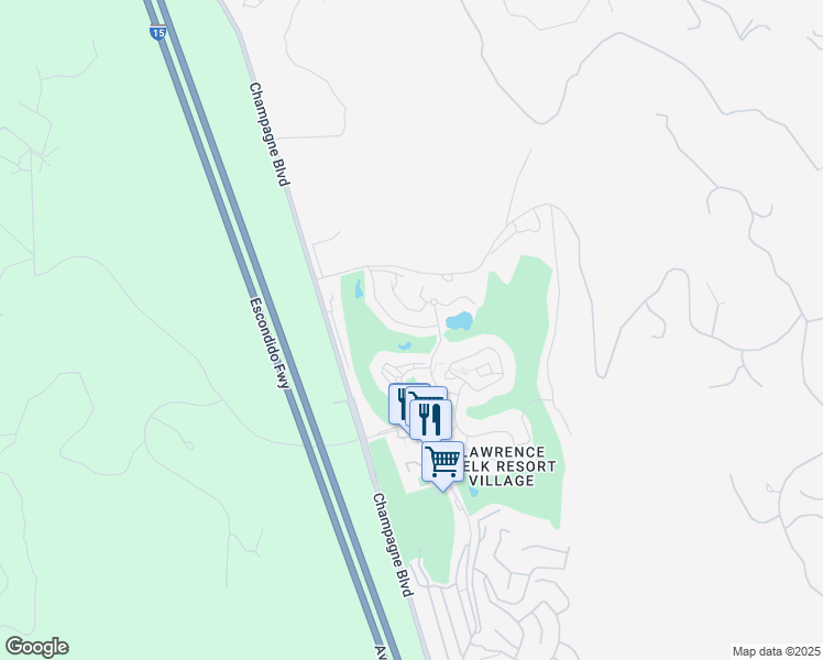 map of restaurants, bars, coffee shops, grocery stores, and more near 8858 Lawrence Welk Drive in Escondido