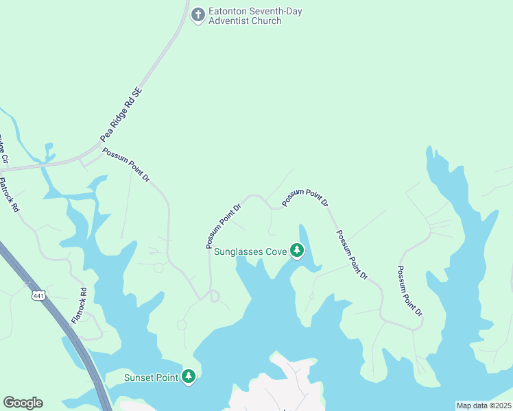 map of restaurants, bars, coffee shops, grocery stores, and more near 222 Possum Point Drive in Eatonton