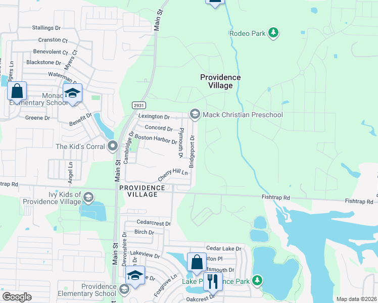 map of restaurants, bars, coffee shops, grocery stores, and more near 1800 Bridgeport Drive in Denton County