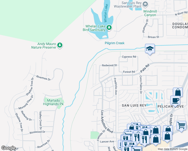 map of restaurants, bars, coffee shops, grocery stores, and more near 740 Kingbird Loop in Oceanside
