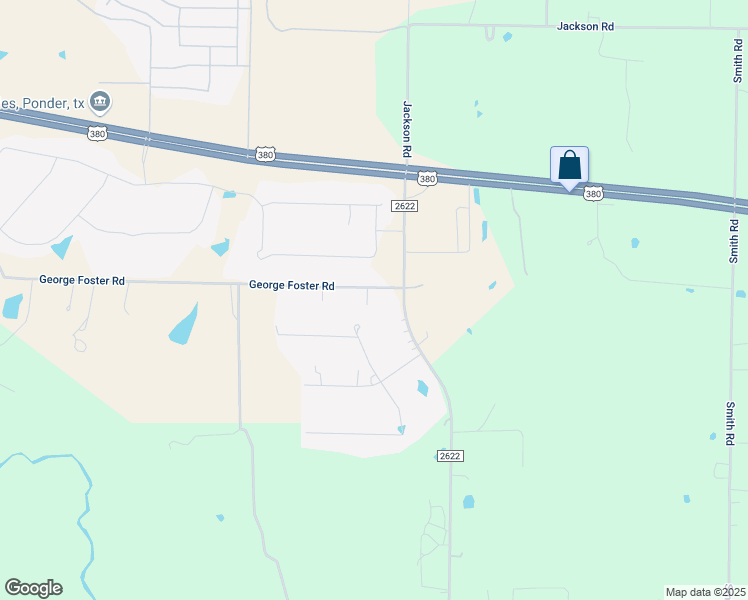 map of restaurants, bars, coffee shops, grocery stores, and more near 13077 George Foster Road in Ponder
