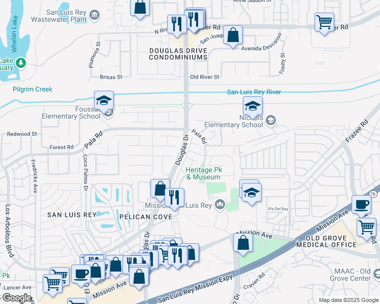 map of restaurants, bars, coffee shops, grocery stores, and more near 358 Franciscan Way in Oceanside
