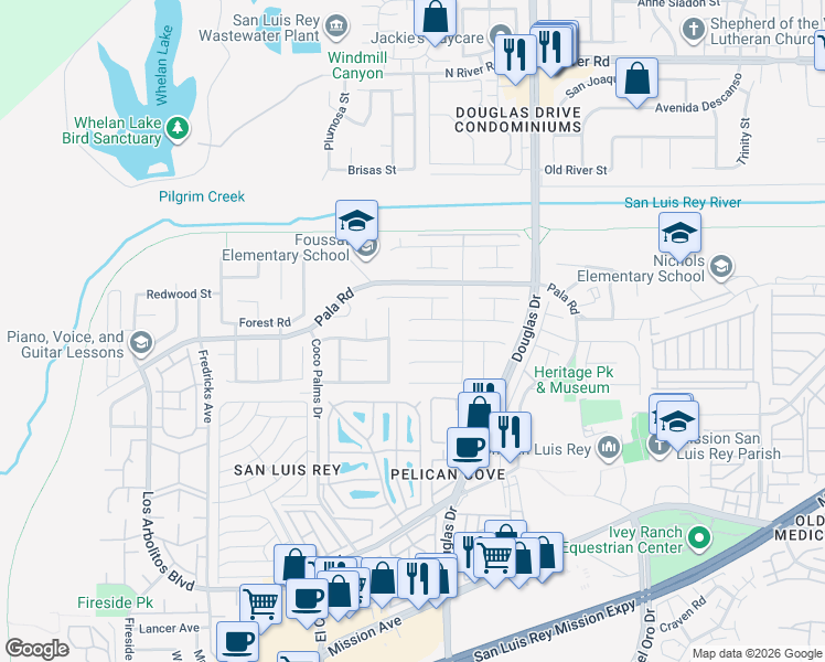map of restaurants, bars, coffee shops, grocery stores, and more near 3904 Cadena Drive in Oceanside