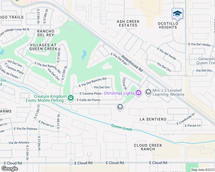 map of restaurants, bars, coffee shops, grocery stores, and more near 23249 South 220th Street in Queen Creek