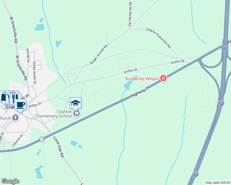 map of restaurants, bars, coffee shops, grocery stores, and more near 180 Brasch Park Drive in Grantville