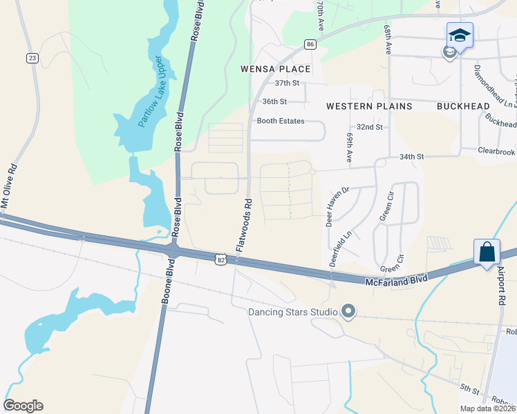 map of restaurants, bars, coffee shops, grocery stores, and more near 2635 Lily Way in Northport