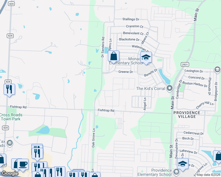 map of restaurants, bars, coffee shops, grocery stores, and more near 1707 Barberry Hill Road in Denton County