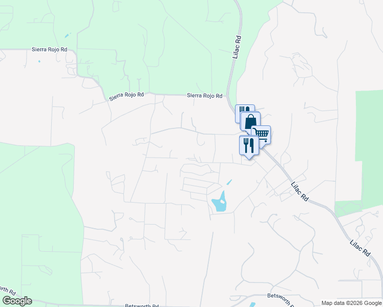map of restaurants, bars, coffee shops, grocery stores, and more near 12646 Choctow Ridge Road in Valley Center