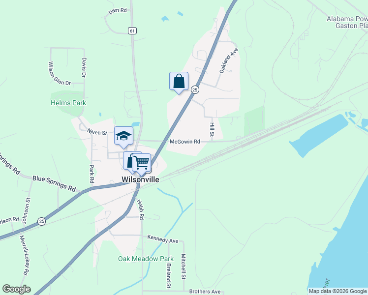 map of restaurants, bars, coffee shops, grocery stores, and more near 251 McGowin Road in Wilsonville
