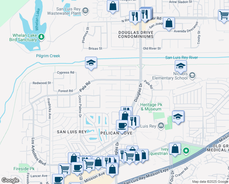 map of restaurants, bars, coffee shops, grocery stores, and more near 3925 Estancia Drive in Oceanside