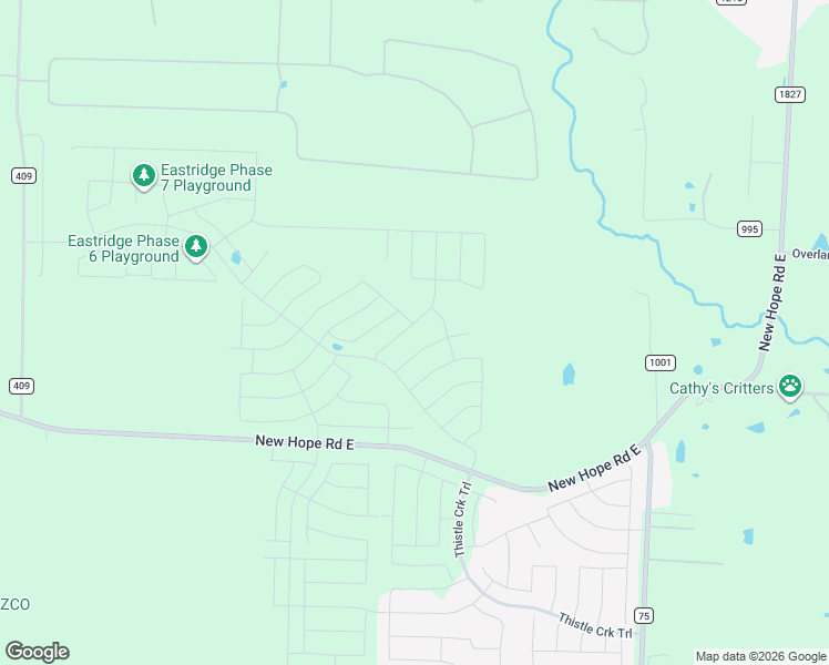 map of restaurants, bars, coffee shops, grocery stores, and more near 4556 New Hope Road East in McKinney