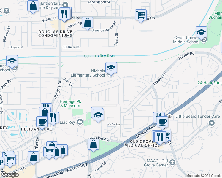 map of restaurants, bars, coffee shops, grocery stores, and more near 188 Flicker Lane in Oceanside