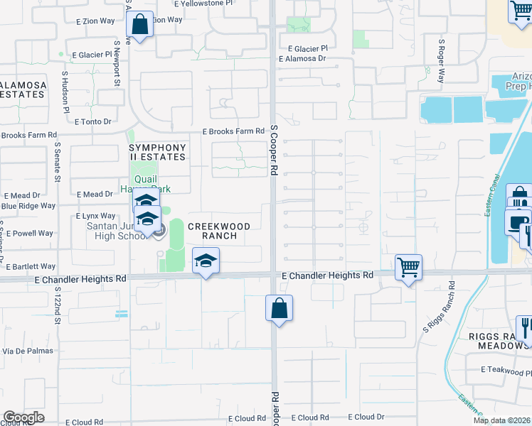 map of restaurants, bars, coffee shops, grocery stores, and more near 4771 South Soho Lane in Chandler