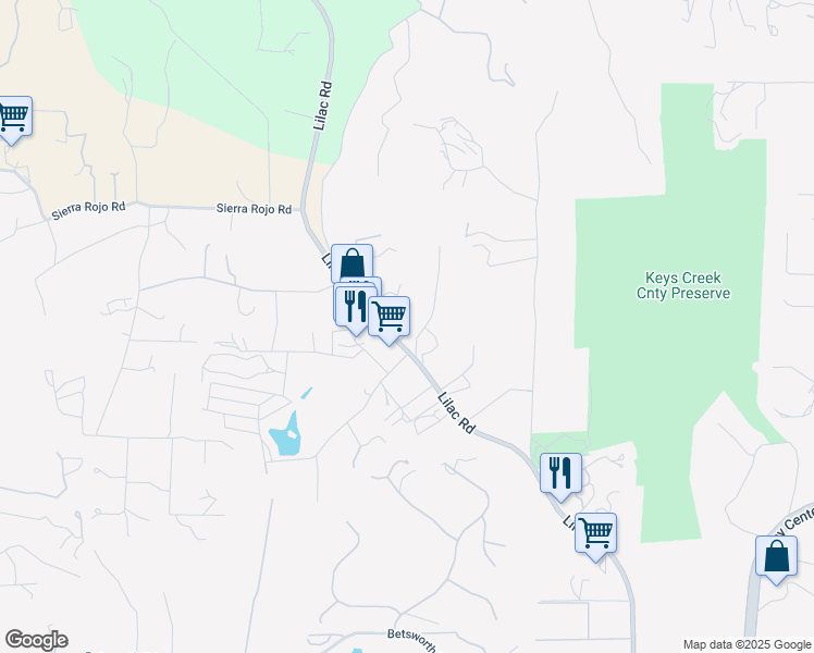 map of restaurants, bars, coffee shops, grocery stores, and more near 28915 Lilac Road in Valley Center