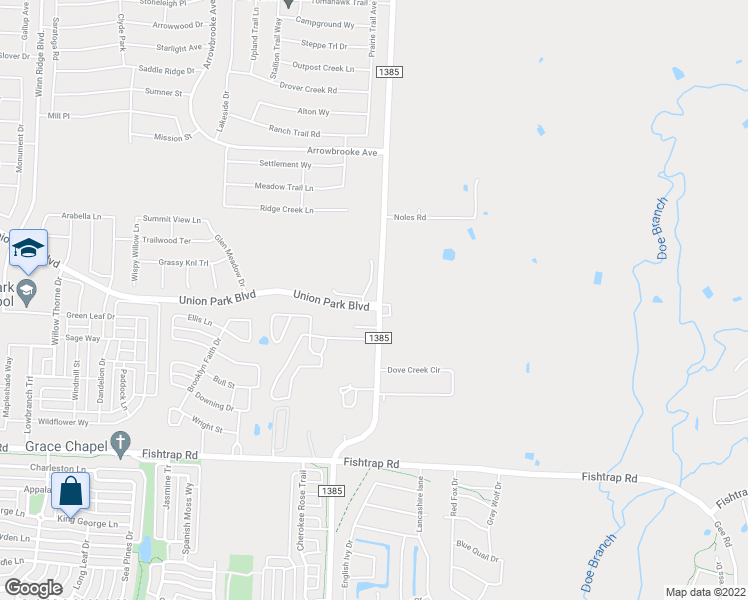 map of restaurants, bars, coffee shops, grocery stores, and more near 7400 Crosstimbers Drive in Aubrey