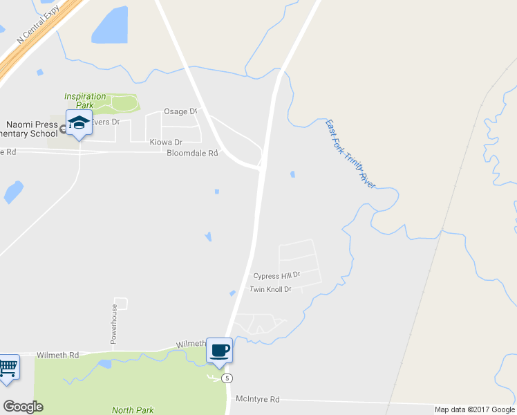 map of restaurants, bars, coffee shops, grocery stores, and more near 3210 North McDonald Street in McKinney