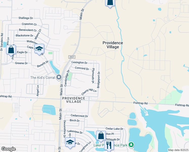 map of restaurants, bars, coffee shops, grocery stores, and more near 1909 Bridgeport Drive in Denton County