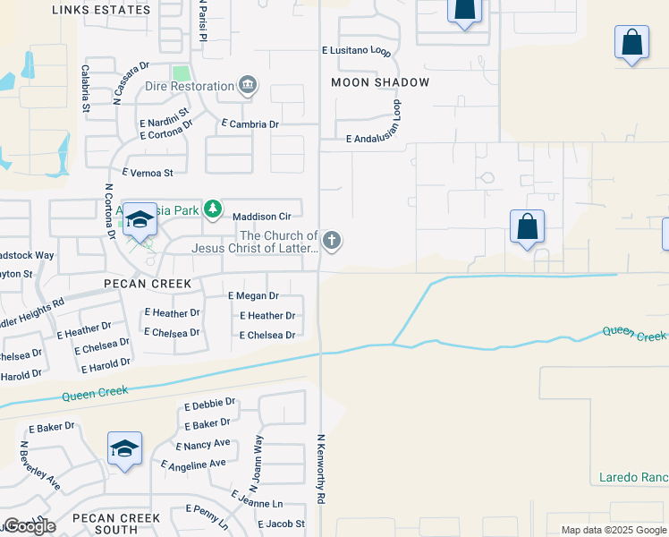 map of restaurants, bars, coffee shops, grocery stores, and more near 39423 North Zampino Street in San Tan Valley