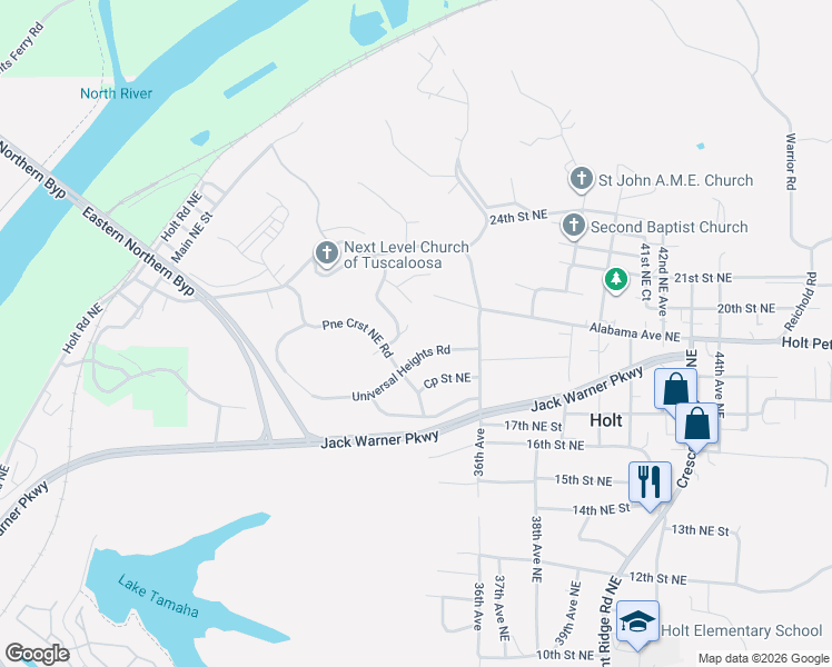 map of restaurants, bars, coffee shops, grocery stores, and more near 1903 Sun Valley Drive in Tuscaloosa