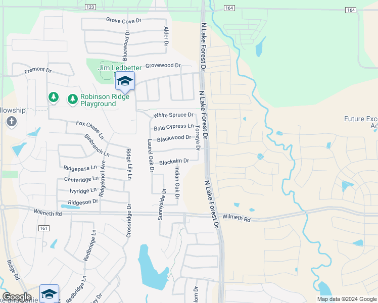 map of restaurants, bars, coffee shops, grocery stores, and more near 5013 Birchwood Drive in McKinney