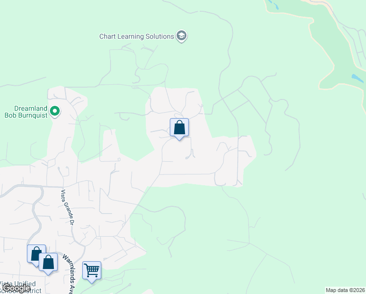 map of restaurants, bars, coffee shops, grocery stores, and more near 2081 Elevado Road in Vista