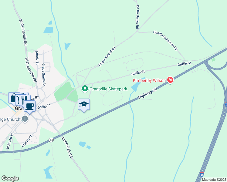 map of restaurants, bars, coffee shops, grocery stores, and more near 161 Brasch Park Drive in Grantville
