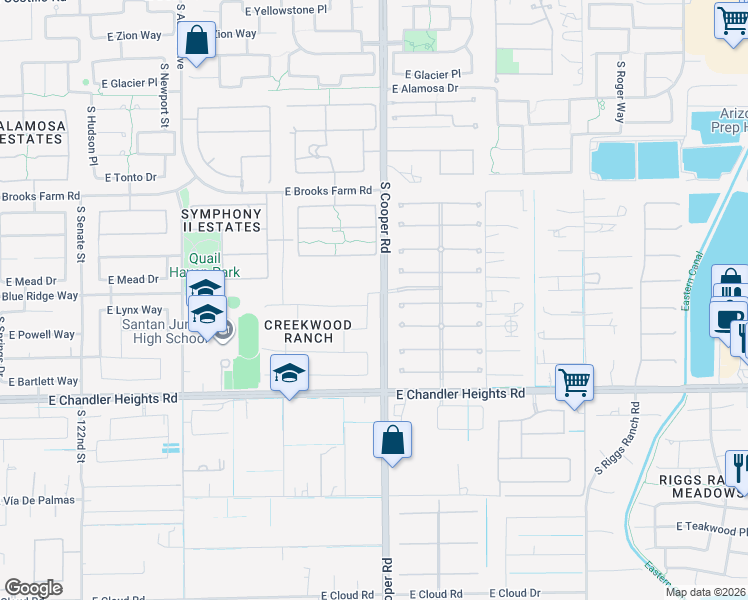 map of restaurants, bars, coffee shops, grocery stores, and more near 4771 South Soho Lane in Chandler