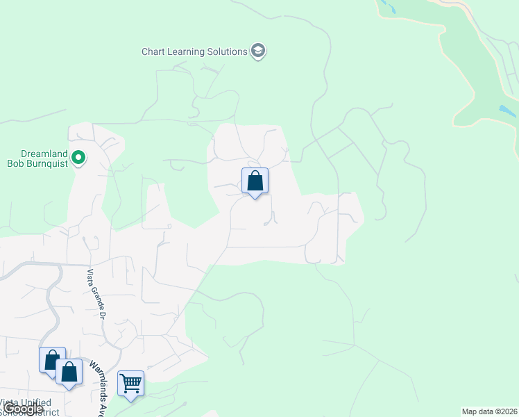 map of restaurants, bars, coffee shops, grocery stores, and more near 2081 Elevado Road in Vista