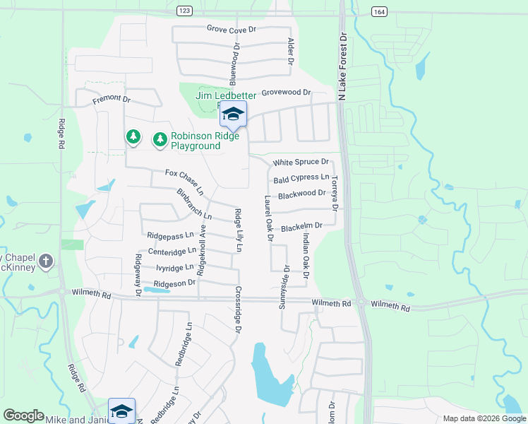map of restaurants, bars, coffee shops, grocery stores, and more near 2825 Laurel Oak Drive in McKinney