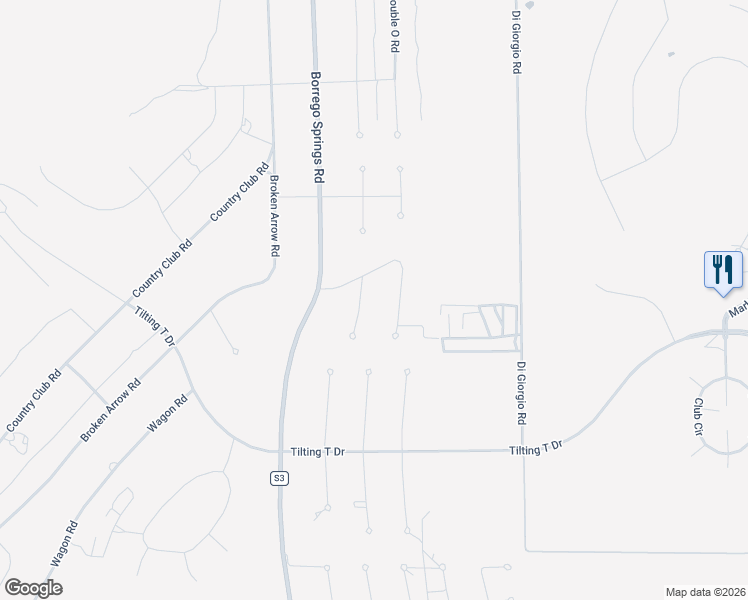 map of restaurants, bars, coffee shops, grocery stores, and more near 3050 Double O Road in Borrego Springs