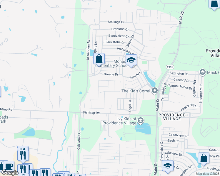 map of restaurants, bars, coffee shops, grocery stores, and more near 9025 GANO DRIVE in Denton County