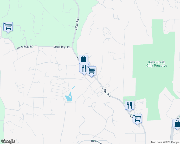 map of restaurants, bars, coffee shops, grocery stores, and more near 28955 Lilac Road in Valley Center