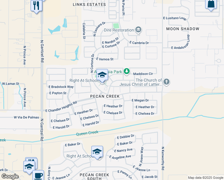 map of restaurants, bars, coffee shops, grocery stores, and more near 39406 North Marla Circle in San Tan Valley