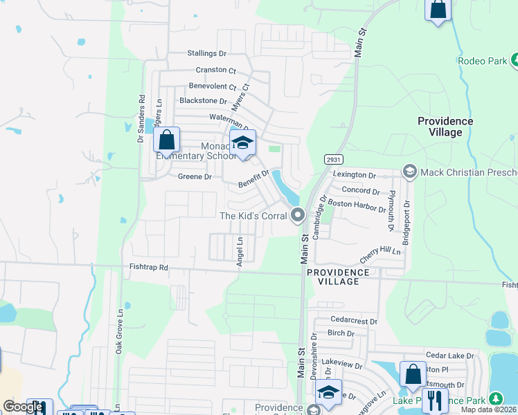 map of restaurants, bars, coffee shops, grocery stores, and more near 1741 Goodwin Drive in Aubrey