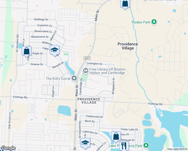 map of restaurants, bars, coffee shops, grocery stores, and more near 9930 Boston Harbor Drive in Denton County
