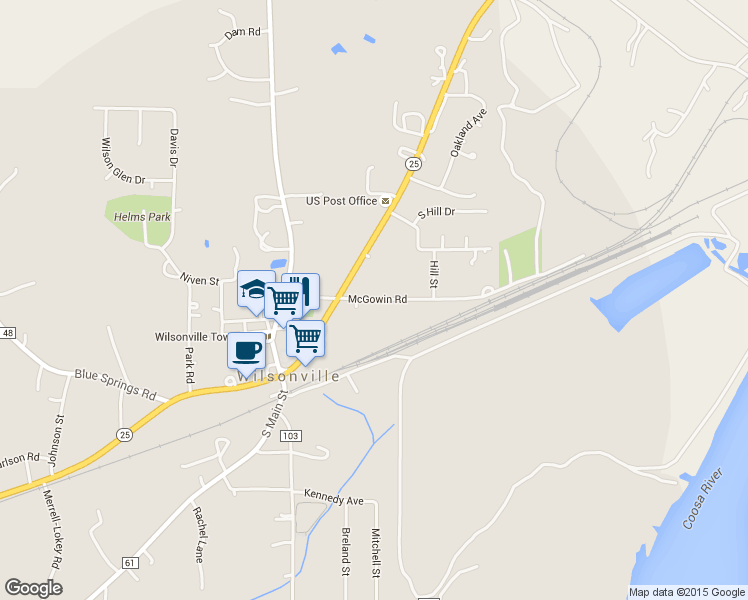 map of restaurants, bars, coffee shops, grocery stores, and more near 234 McGowin Road in Wilsonville