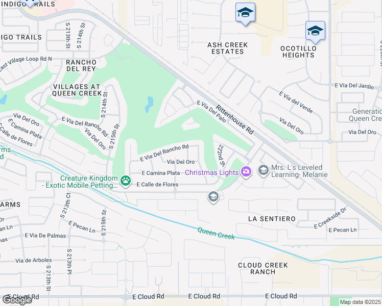map of restaurants, bars, coffee shops, grocery stores, and more near 23249 S 220th St in Queen Creek