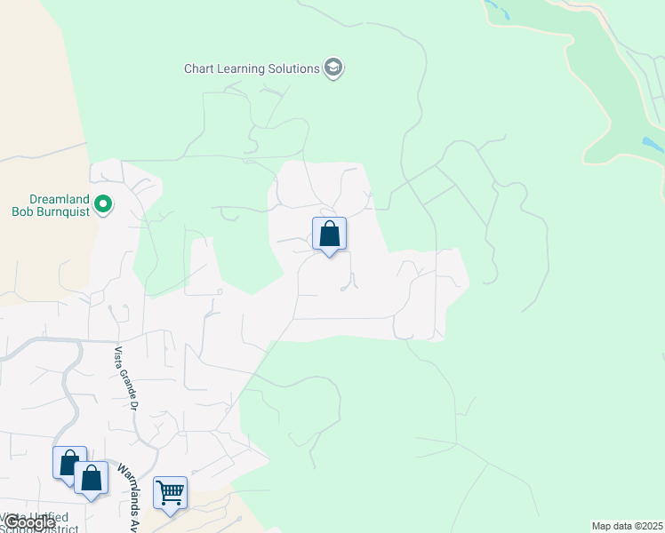 map of restaurants, bars, coffee shops, grocery stores, and more near 2081 Elevado Road in Vista
