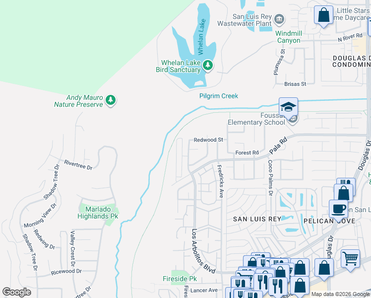 map of restaurants, bars, coffee shops, grocery stores, and more near 737 Los Arbolitos Boulevard in Oceanside