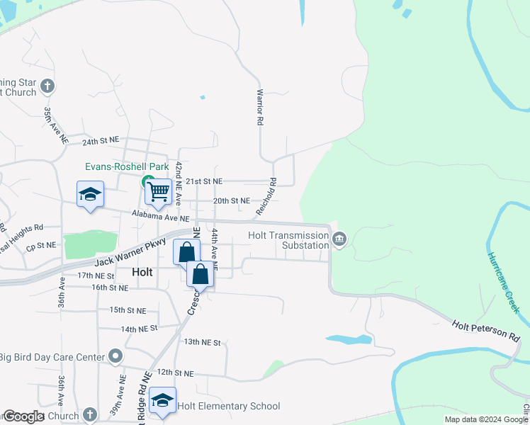 map of restaurants, bars, coffee shops, grocery stores, and more near 4419 Reichold Road in Tuscaloosa