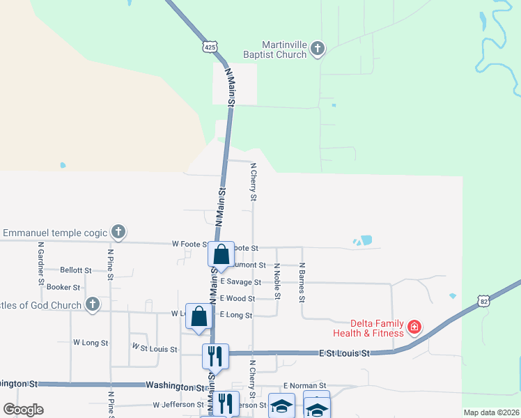 map of restaurants, bars, coffee shops, grocery stores, and more near 1300 North Cherry Street in Hamburg