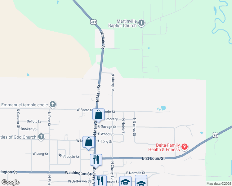 map of restaurants, bars, coffee shops, grocery stores, and more near 1300 North Cherry Street in Hamburg