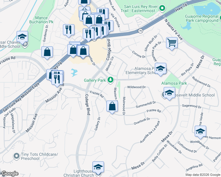 map of restaurants, bars, coffee shops, grocery stores, and more near 4778 Cubist Court in Oceanside