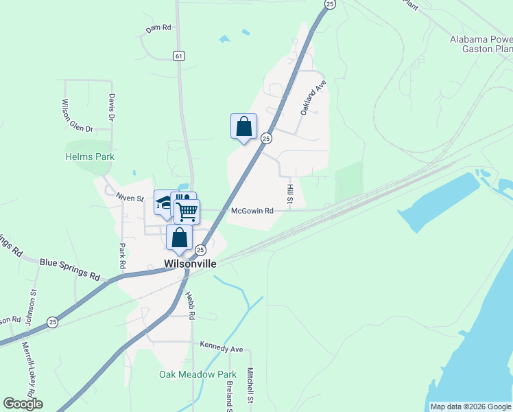 map of restaurants, bars, coffee shops, grocery stores, and more near 251 McGowin Road in Wilsonville